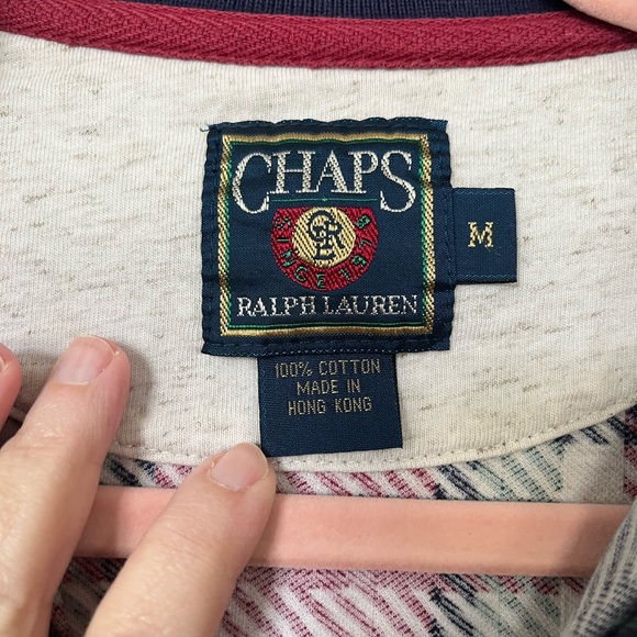 Vintage 90s Chaps Ralph Lauren Plaid Polo Shirt Size M Boxy Cotton Blue Red - Picture 3 of 11